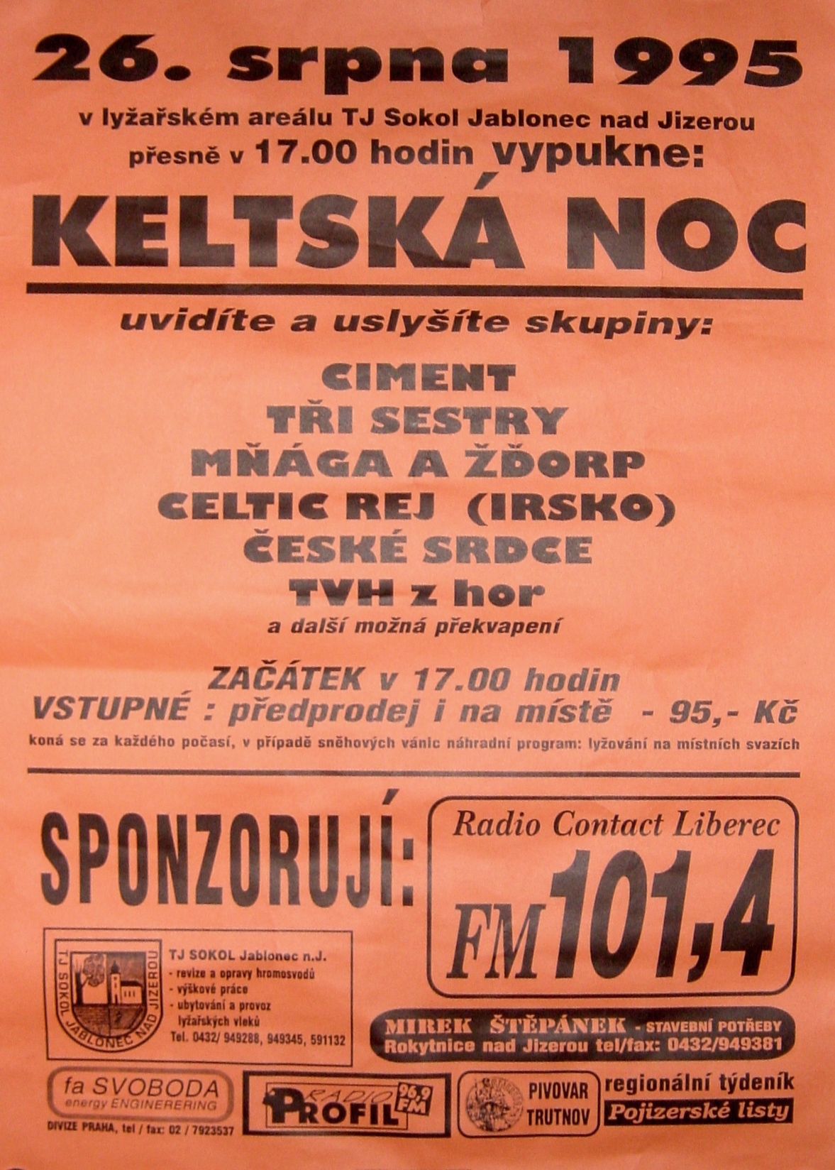 Plakát programu festivalu Keltská noc 1995